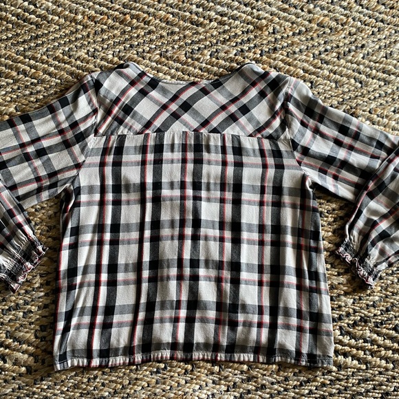 Sanctuary BeigePlaidfaux wrap long sleeve Blouse - Picture 4 of 9